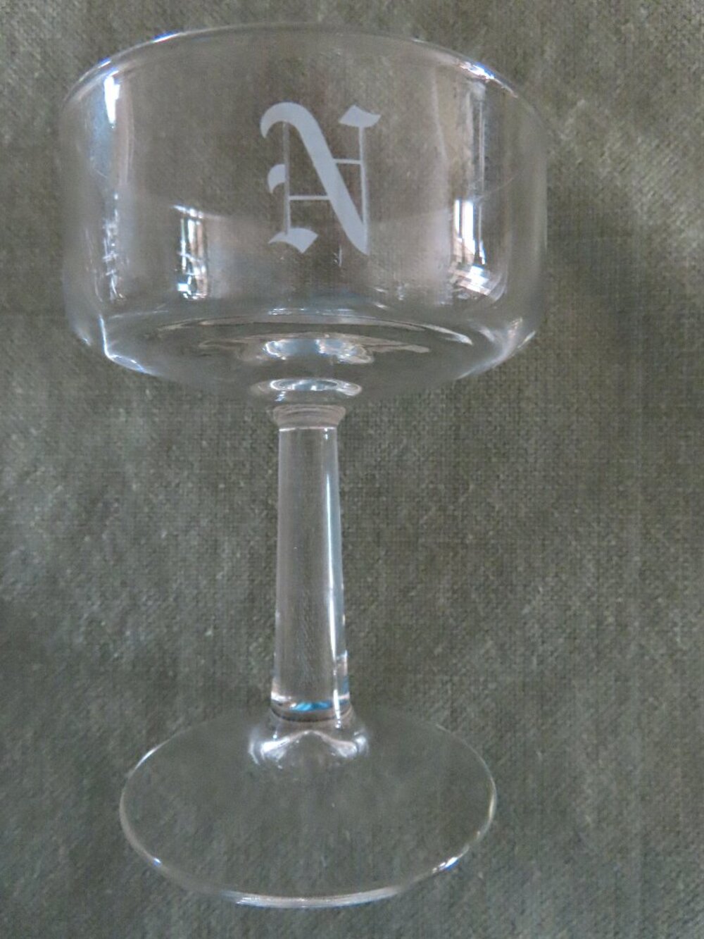 Vintage Set of 7 Champagne/Dessert Glasses Etched